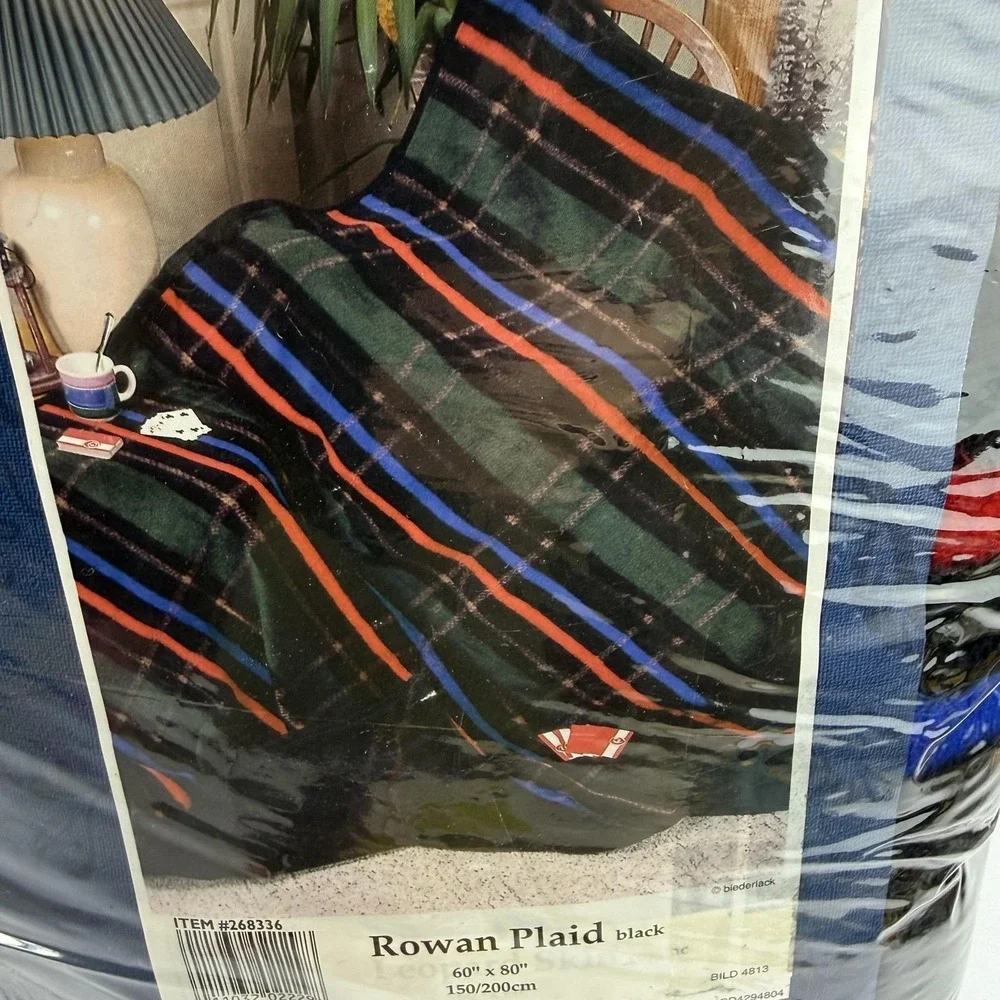 Biederlack of America Rowan Plaid Blanket Throw 60x80 Reversible USA 268336